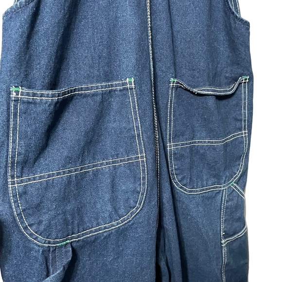 Green Relaxed Fit Denim Overalls with Adjustable Straps - Picture 9 of 15